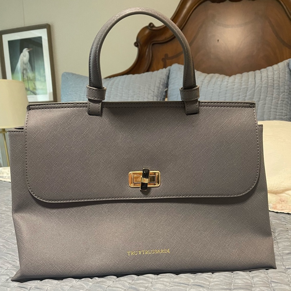 Tru Trussardi  Borsa Mano Leather Slate Blue Hand Bag